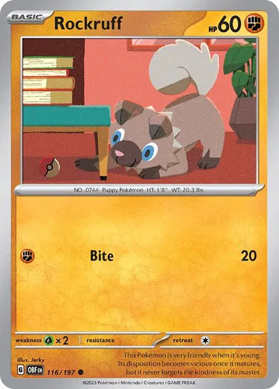 Rockruff 116/197 · Normal (Obsidian Flames)