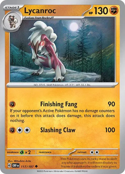 Lycanroc 117/197 · Normal (Obsidian Flames)