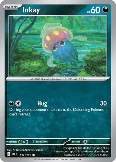Inkay 137/197 · Reverse Holofoil (Obsidian Flames)