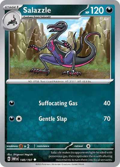 Salazzle 140/197 · Reverse Holofoil (Obsidian Flames)