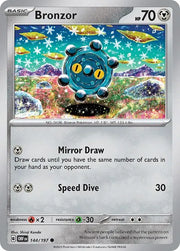 Bronzor 144/197 · Reverse Holofoil (Obsidian Flames)