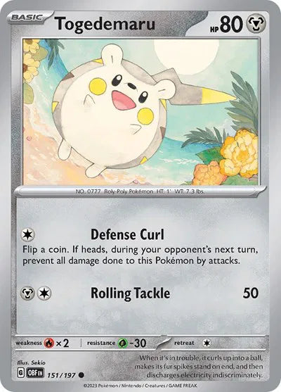 Togedemaru 151/197 · Reverse Holofoil (Obsidian Flames)