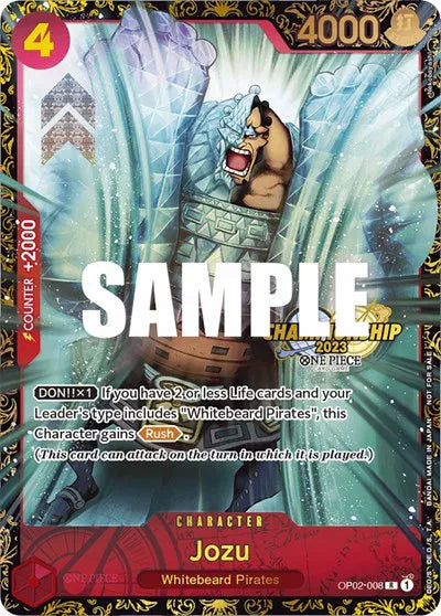 Jozu (Championship 2023) OP02-008 (One Piece Promotion Cards) — BGS 10 (Pristine)