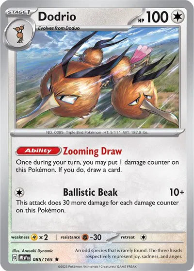 Dodrio #85 Reverse Holo Pokemon Scarlet & Violet 151