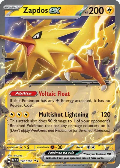 Zapdos ex SV: 151 Double Rare • 145/165 Holofoil