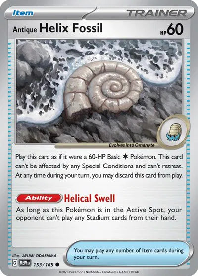 Antique Helix Fossil 153/165 · Reverse Holofoil (SV: 151)
