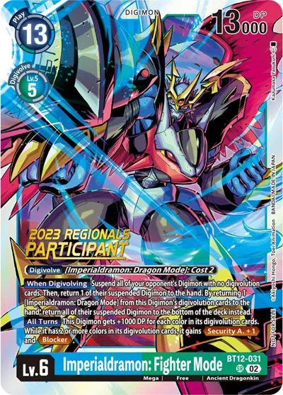 Imperialdramon: Fighter Mode (2023 Regionals Participant) BT12-031 SR (Across Time)
