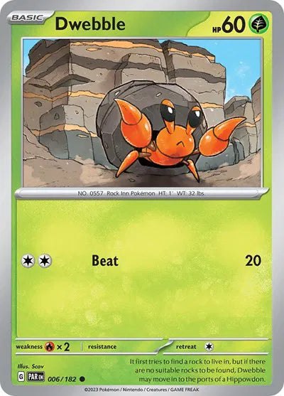 Dwebble 006/182 · Reverse Holofoil (Paradox Rift)