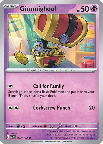 Gimmighoul 087/182 · Reverse Holofoil (Paradox Rift)