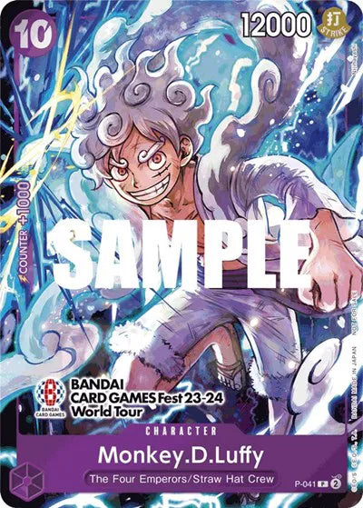 Monkey.D.Luffy (041) (BANDAI CARD GAMES Fest 23-24 World Tour) P-041 (One Piece Promotion Cards) — CGC 10 (Pristine)