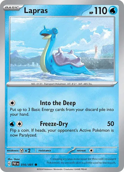 Lapras 016/091 · Reverse Holofoil (Paldean Fates)