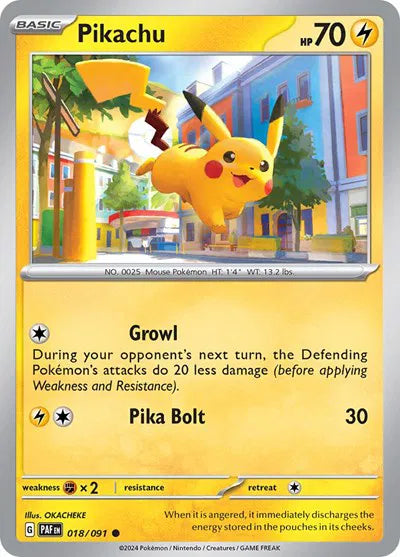 Pikachu 018/091 · Normal (Paldean Fates)