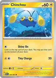 Chinchou 020/091 · Reverse Holofoil (Paldean Fates)
