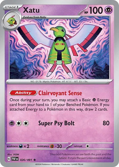 Xatu 026/091 · Reverse Holofoil (Paldean Fates)