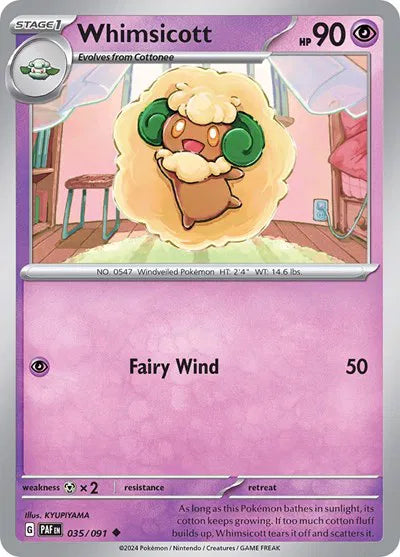 Whimsicott 035/091 · Reverse Holofoil (Paldean Fates)