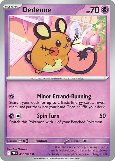 Dedenne 036/091 · Reverse Holofoil (Paldean Fates)