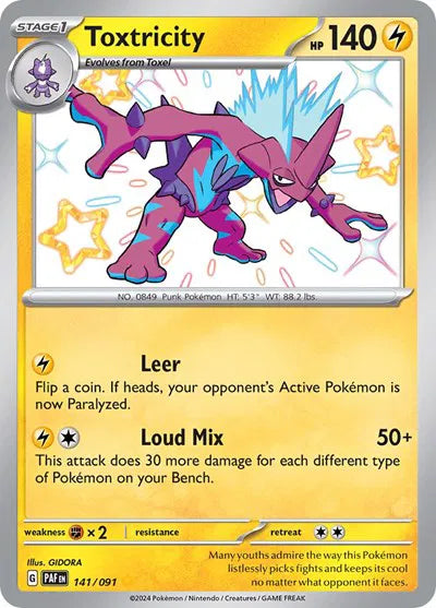 Toxtricity 141/091 · Holofoil (Paldean Fates)