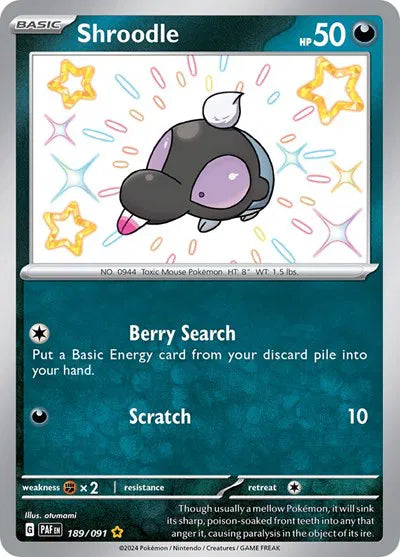 Shroodle Paldean Fates Shiny Rare 189/091