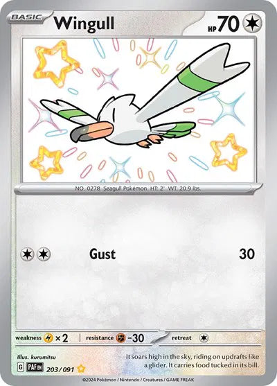 Wingull 203/091 · Holofoil (Paldean Fates)