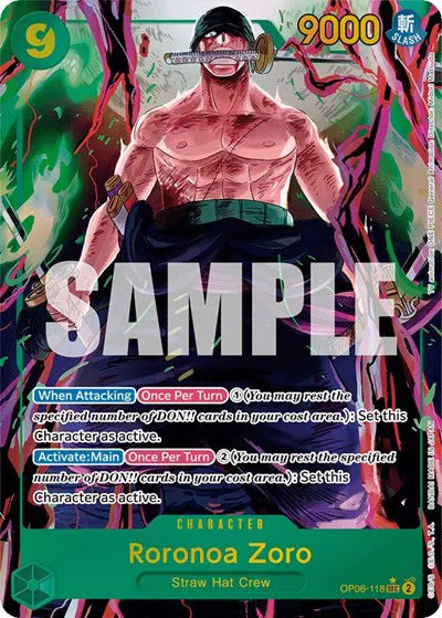 Roronoa Zoro (Alternate Art) OP06-118 · Foil (Wings of the Captain) — PSA 10