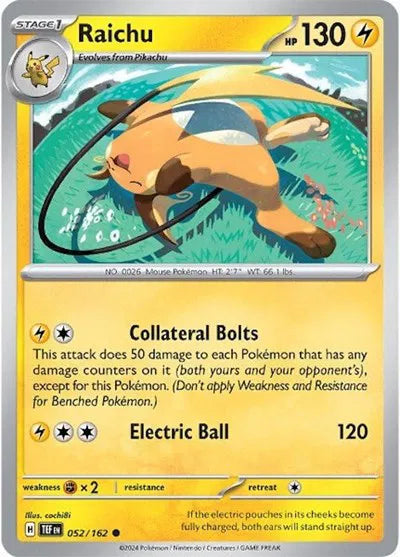 Raichu 052/162 · Reverse Holofoil (Temporal Forces)