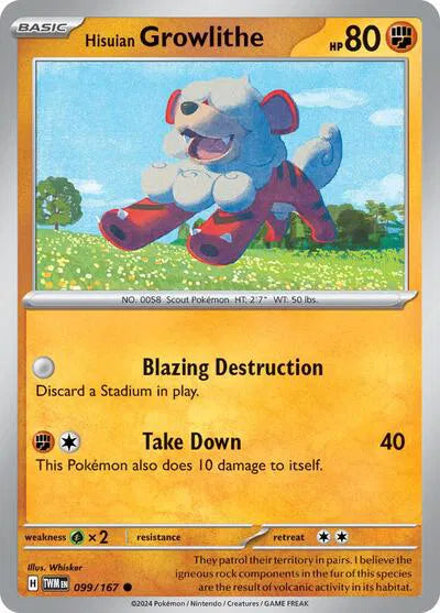 Hisuian Growlithe 099/167 · Reverse Holofoil (Twilight Masquerade)