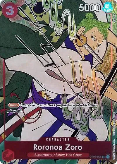Roronoa Zoro (English Version 1st Anniversary Set) OP01-025 (One Piece Promotion Cards) — PSA 10