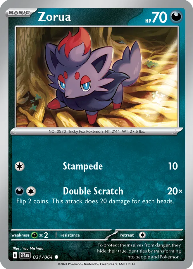 Zorua 031/064 · Reverse Holofoil (Shrouded Fable)