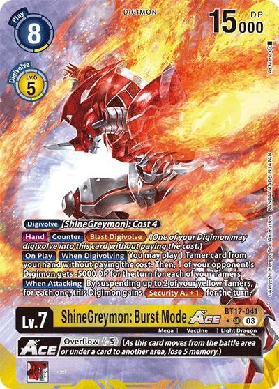 ShineGreymon: Burst Mode ACE (Alternate Art) BT17-041 SR (Secret Crisis)
