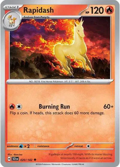 Rapidash 020/142 · Reverse Holofoil (Stellar Crown)