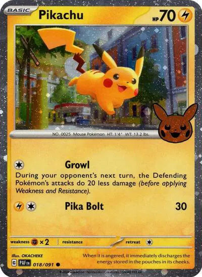 Pikachu (Cosmos Holo) 018/091 (Trick or Trade BOOster Bundle 2024)
