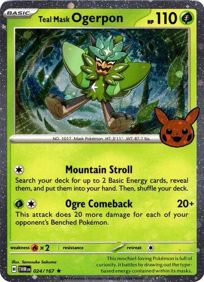 Teal Mask Ogerpon (Cosmos Holo) 024/167 (Trick or Trade BOOster Bundle 2024)