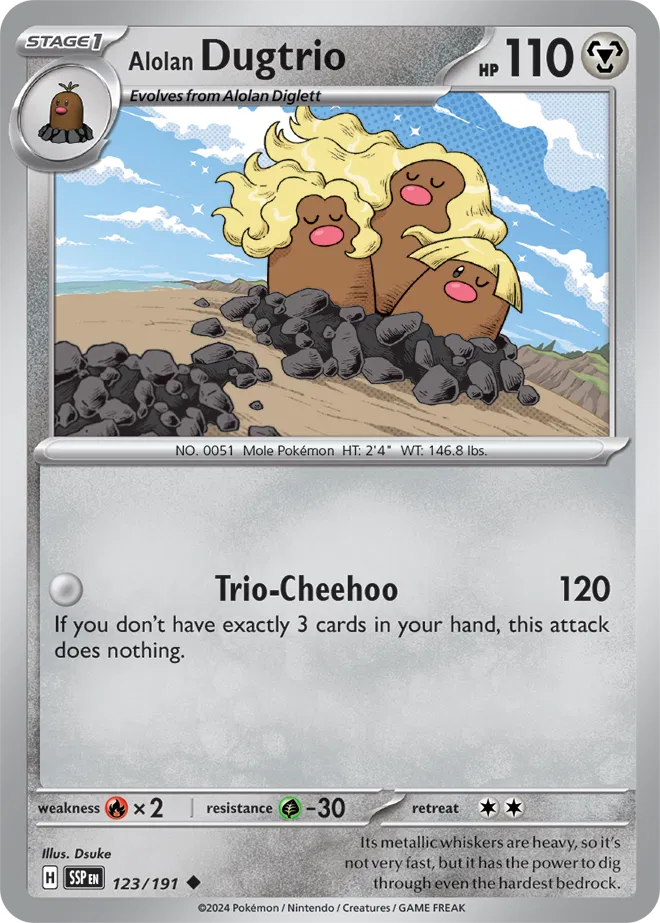 Alolan Dugtrio 123/191 · Reverse Holofoil (Surging Sparks)