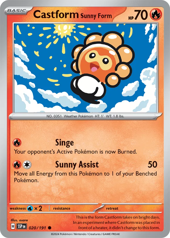 Castform Sunny Form 020/191 · Reverse Holofoil (Surging Sparks)