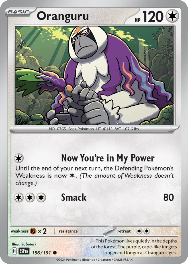 Oranguru 156/191 · Reverse Holofoil (Surging Sparks)