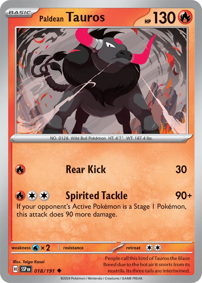 Paldean Tauros 018/191 · Normal (Surging Sparks)