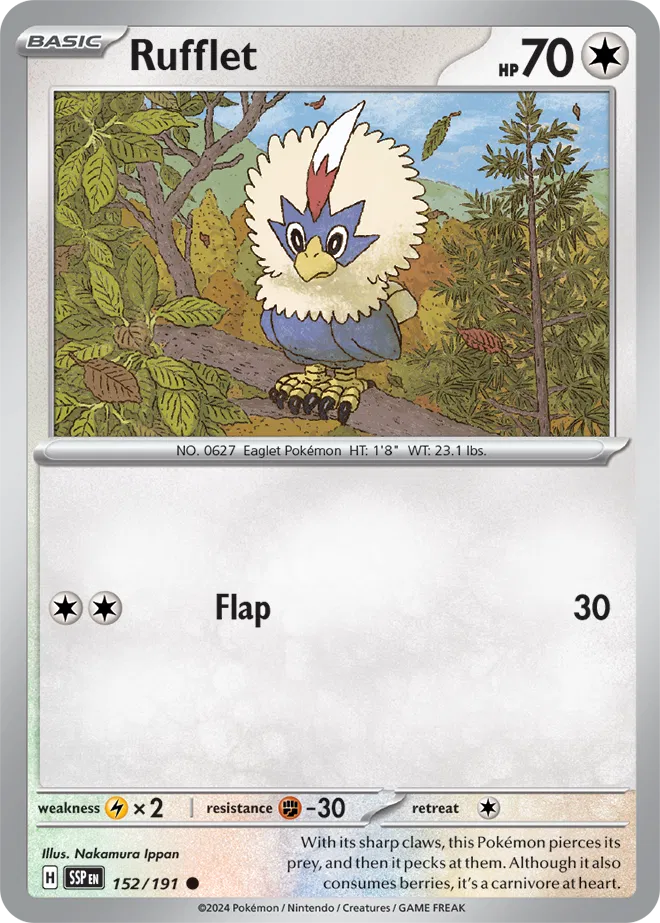 Rufflet 152/191 · Normal (Surging Sparks)