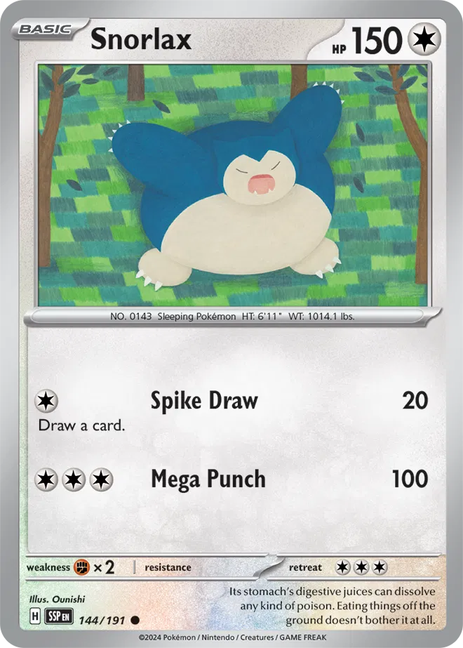 Snorlax 144/191 · Reverse Holofoil (Surging Sparks)