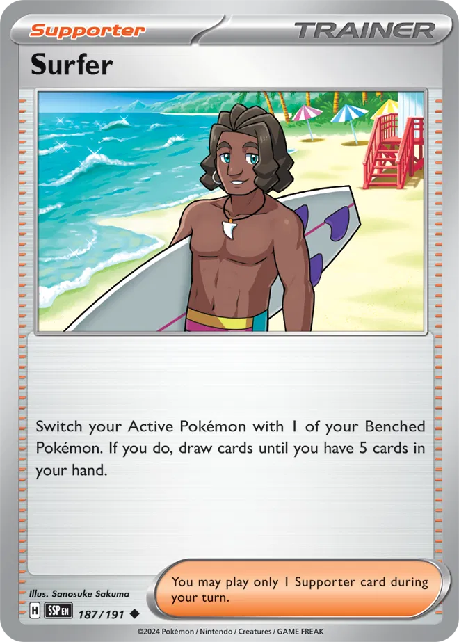 Surfer 187/191 · Reverse Holofoil (Surging Sparks)