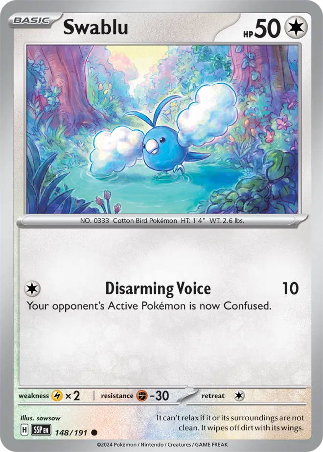 Swablu 148/191 · Reverse Holofoil (Surging Sparks)