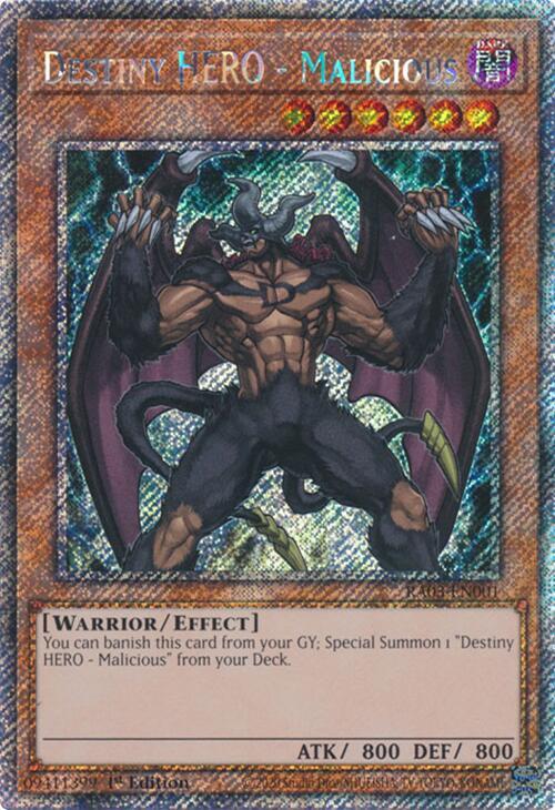 Destiny HERO - Malicious (Platinum Secret Rare) RA03-EN001 (Quarter Century Bonanza)