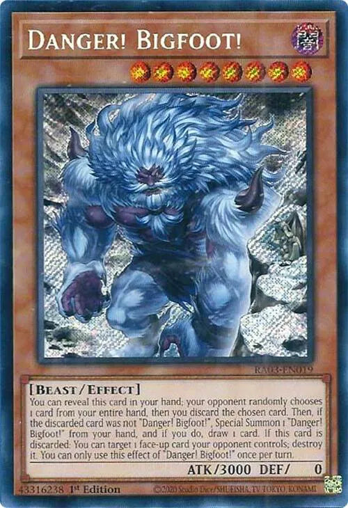 Danger! Bigfoot! (Alternate Art) (Secret Rare) RA03-EN019 (Quarter Century Bonanza)