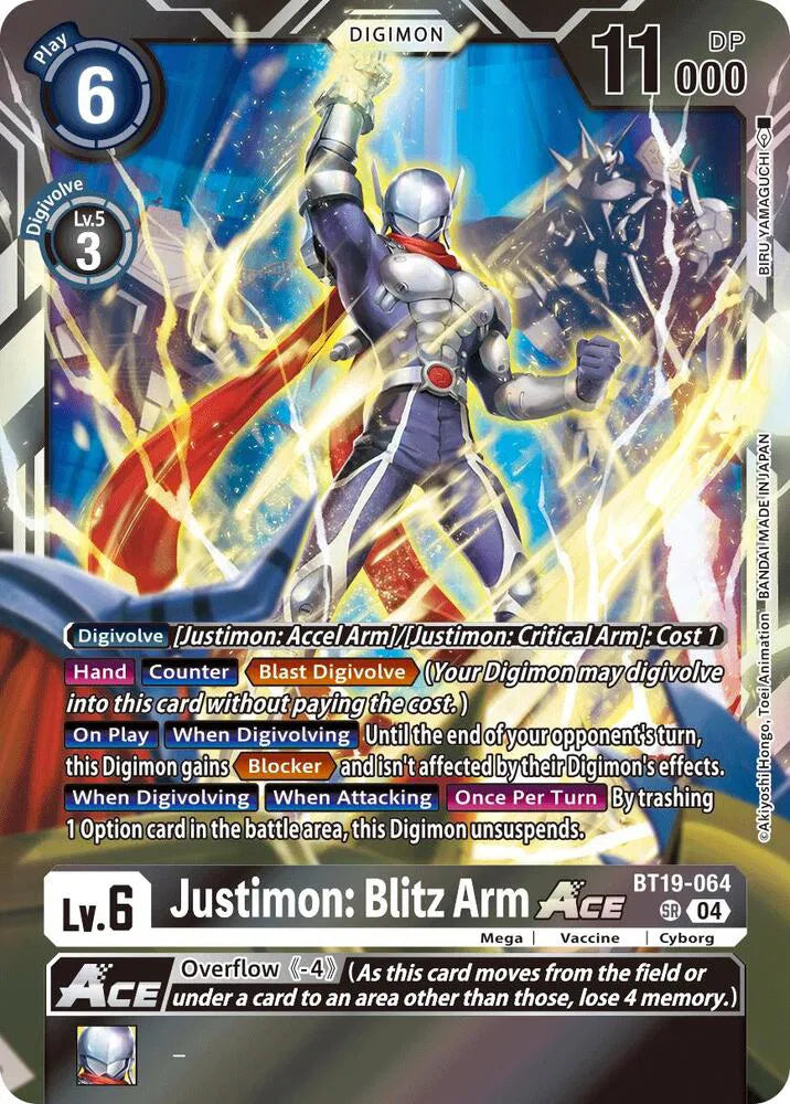 Justimon: Blitz Arm ACE BT19-064 SR (Release Special Booster 2.5)