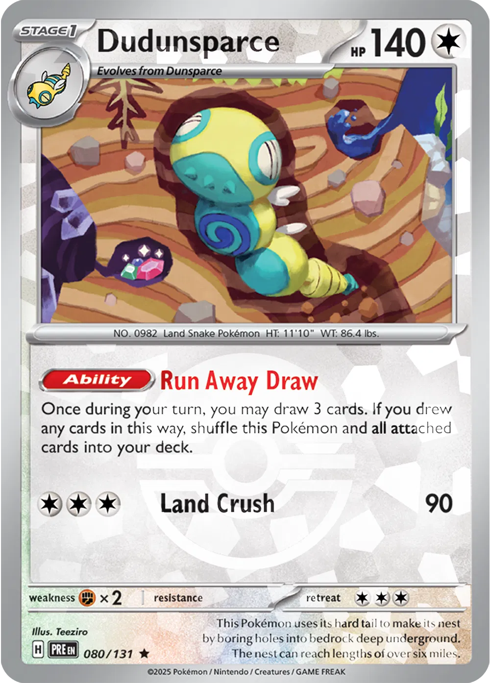 Dudunsparce (Poke Ball Pattern) 080/131 · Holofoil (Prismatic Evolutions)