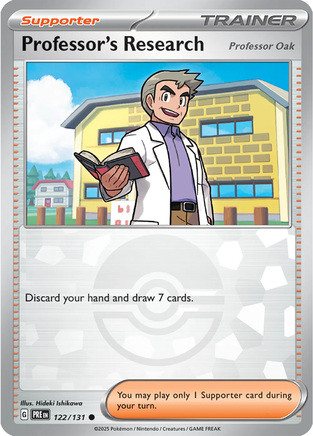 Professor's Research [Professor Oak] (Poke Ball Pattern) 122/131 Common | Scarlet & Violet – Prismatic Evolutions