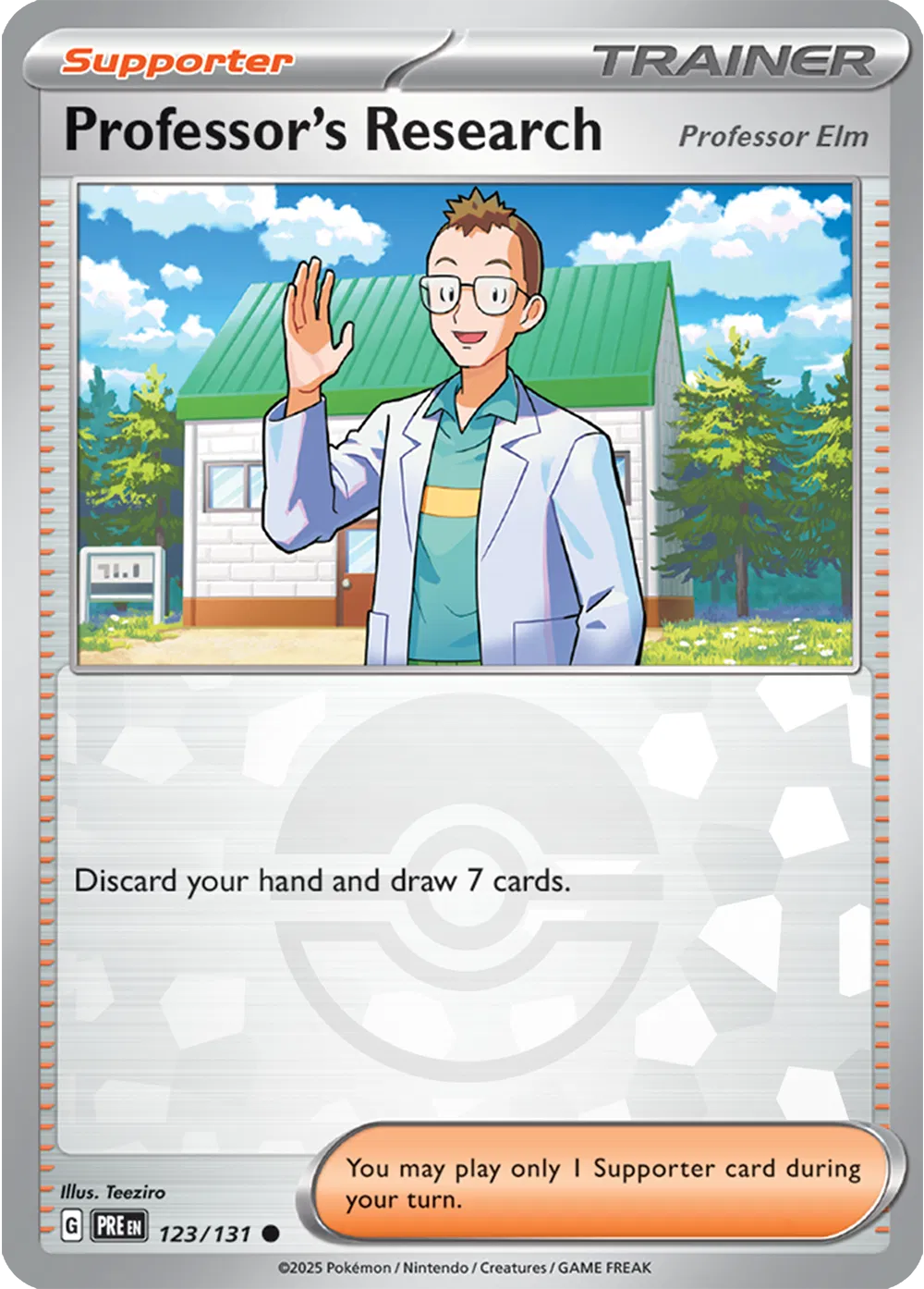 Professor's Research [Professor Elm] (Poke Ball Pattern) 123/131 (Prismatic Evolutions)