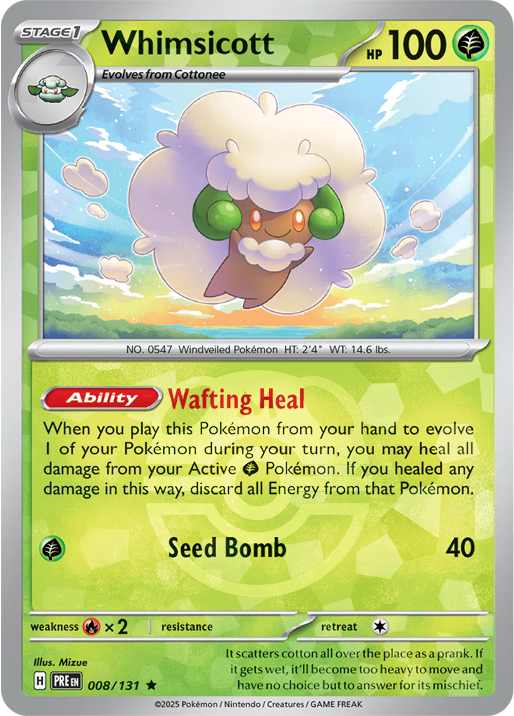 Whimsicott (Master Ball Pattern) 008/131 (Prismatic Evolutions)