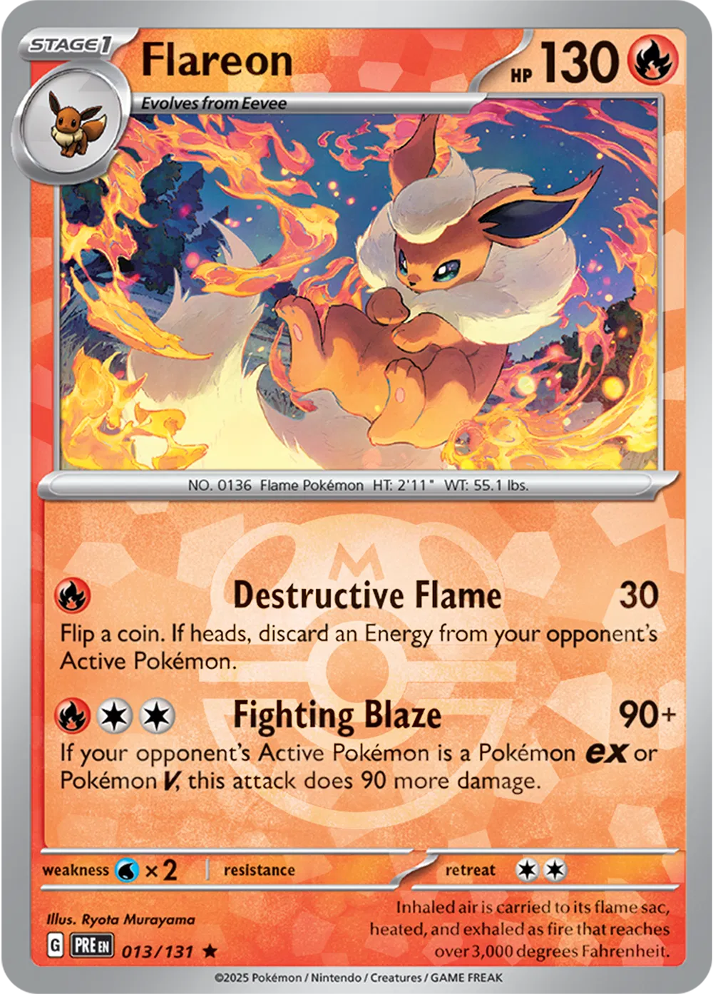 Flareon (Master Ball Pattern) 013/131 · Holofoil (Prismatic Evolutions)