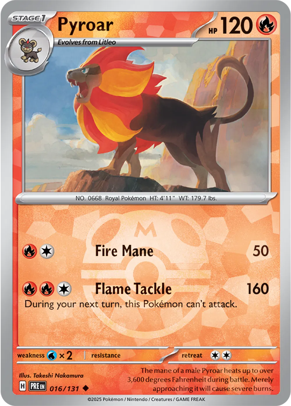 Pyroar (Master Ball Pattern) 016/131 (Prismatic Evolutions)