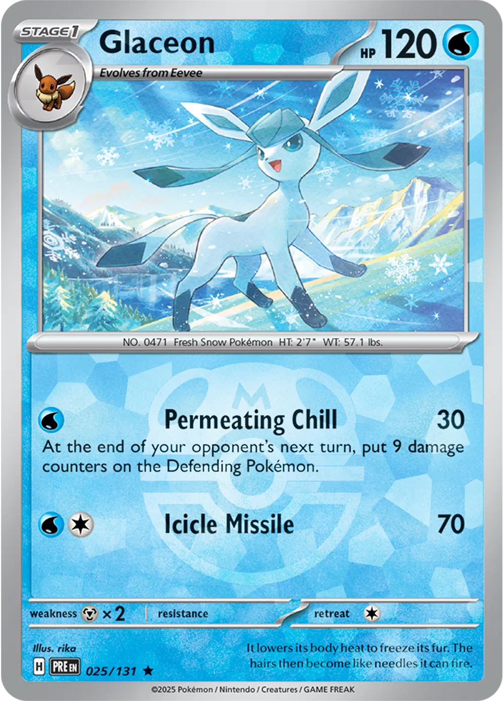 Glaceon (Master Ball Pattern) Prismatic Evolutions Rare 025/131